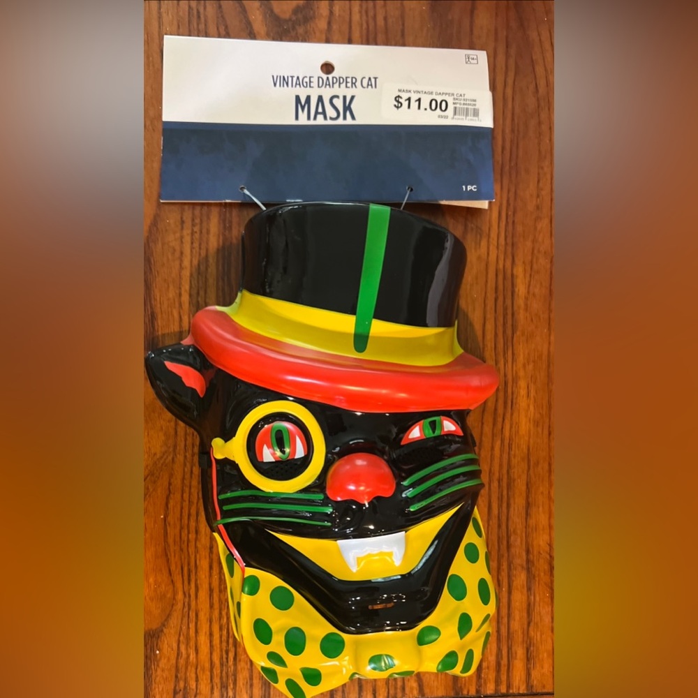 Vintage Dapper Cat Mask with Hat New